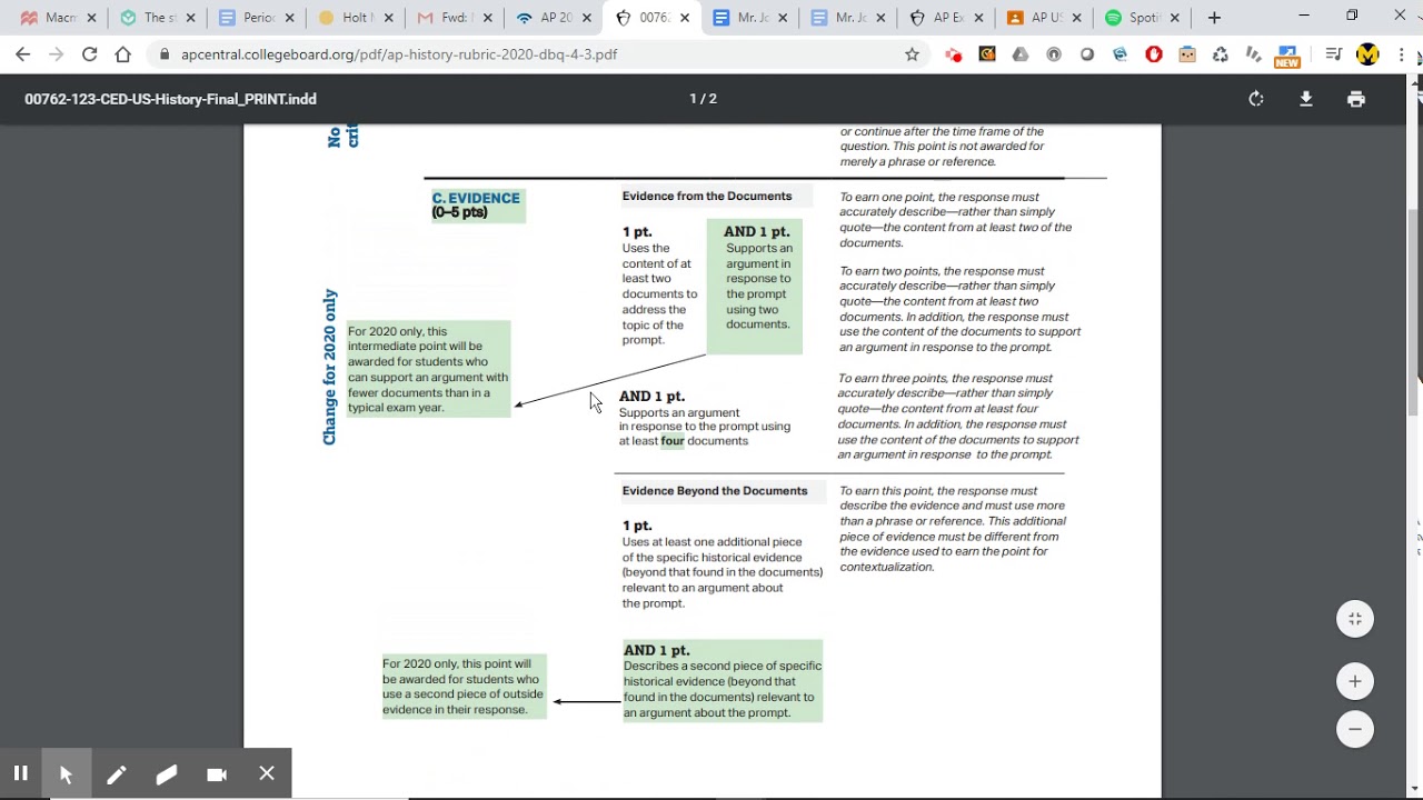 2020 APUSH DBQ rubric YouTube