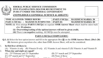 CSS General Science & Ability 2024 solved  Past paper | CSS FPSC EXAMS