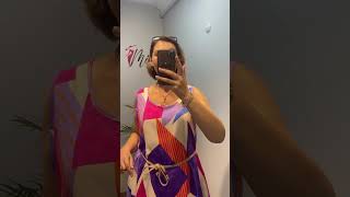 Mor - Fuşya Asi̇metri̇k Desen Büyük Beden Elbi̇se