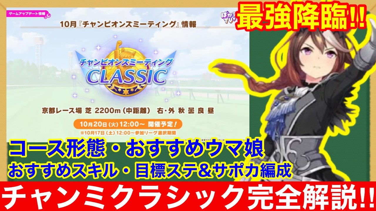 【ウマ娘】これ一本で完全攻略!チャンミ京都2200mで差が付くポイントをすべて徹底解説‼【10月チャンピオンズミーティングクラシック】