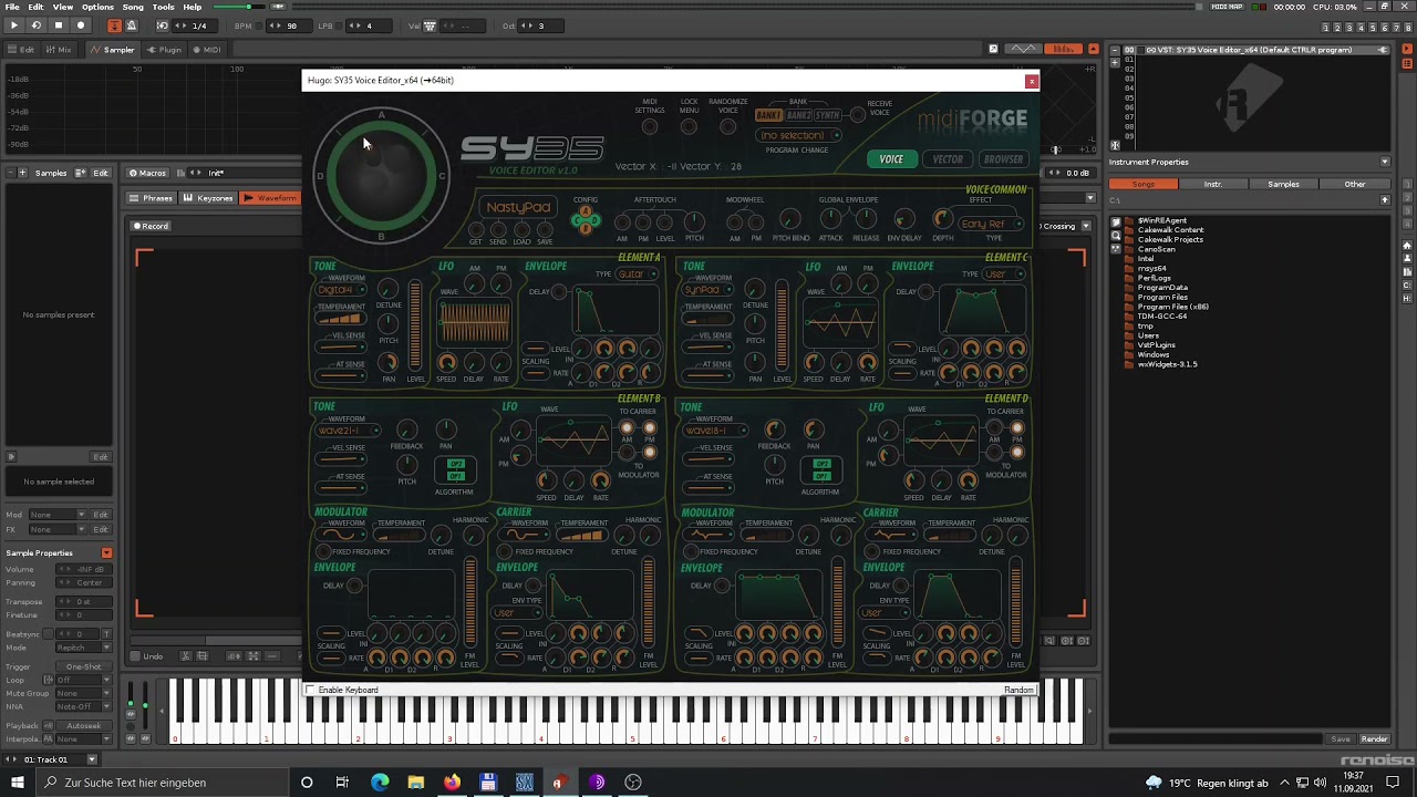 midi FORGE Yamaha SY22/SY35 Voice Editor VST (Ctrlr panel) - Random Sounds