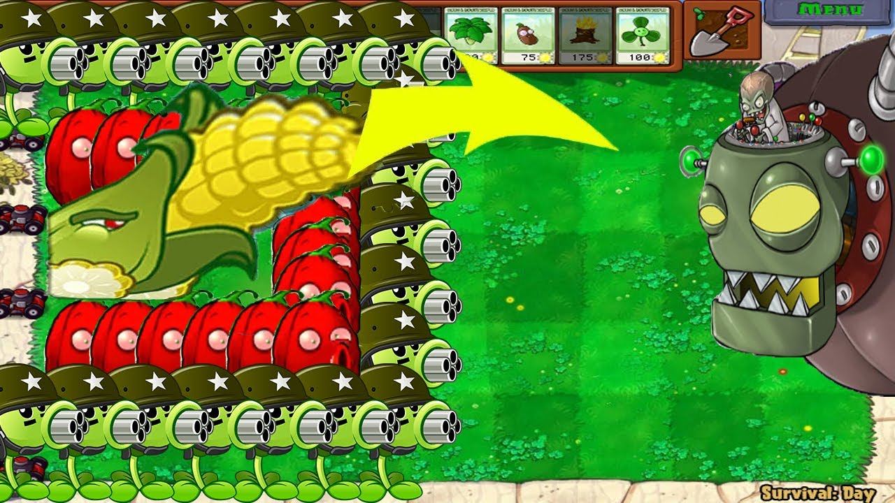 99 Gatling Pea Cob Cannon vs Dr. Zomboss - Plants vs Zombies - YouTube