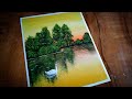 Calm Lake Sunset Landscape Painting/Easy Acrylic Painting for Beginners/Sunset Swan Acrylic Painting