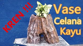 Cara Membuat Vas  Bunga dari Kain Bekas Celana dan Semen || DIY Craft Cement Ideas