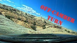 Large Off Camber Turn in the F-150 Raptor! Obstacle 3 on Moab's Lost World Jeep Trail