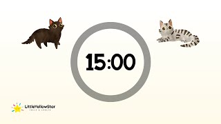 Fun Cute Cats Timer – 15 Minutes Countdown With Music | Adorable Classroom Timer