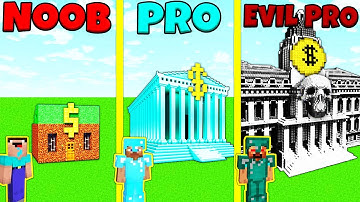 Minecraft Battle: NOOB vs PRO vs EVIL PRO: BANK BUILD CHALLENGE / Animation