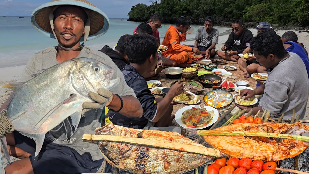 Yummy! Giant Trevally makan Bersama Warga, Merawai Pagi di Pulau Terpencil #day14 