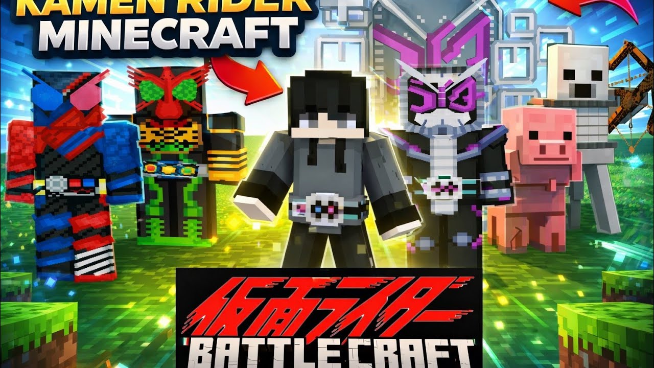 RIVIEW ADDON KAMEN RIDER[BATTLE CRAFT]-MINECRAFT BEDROCK
