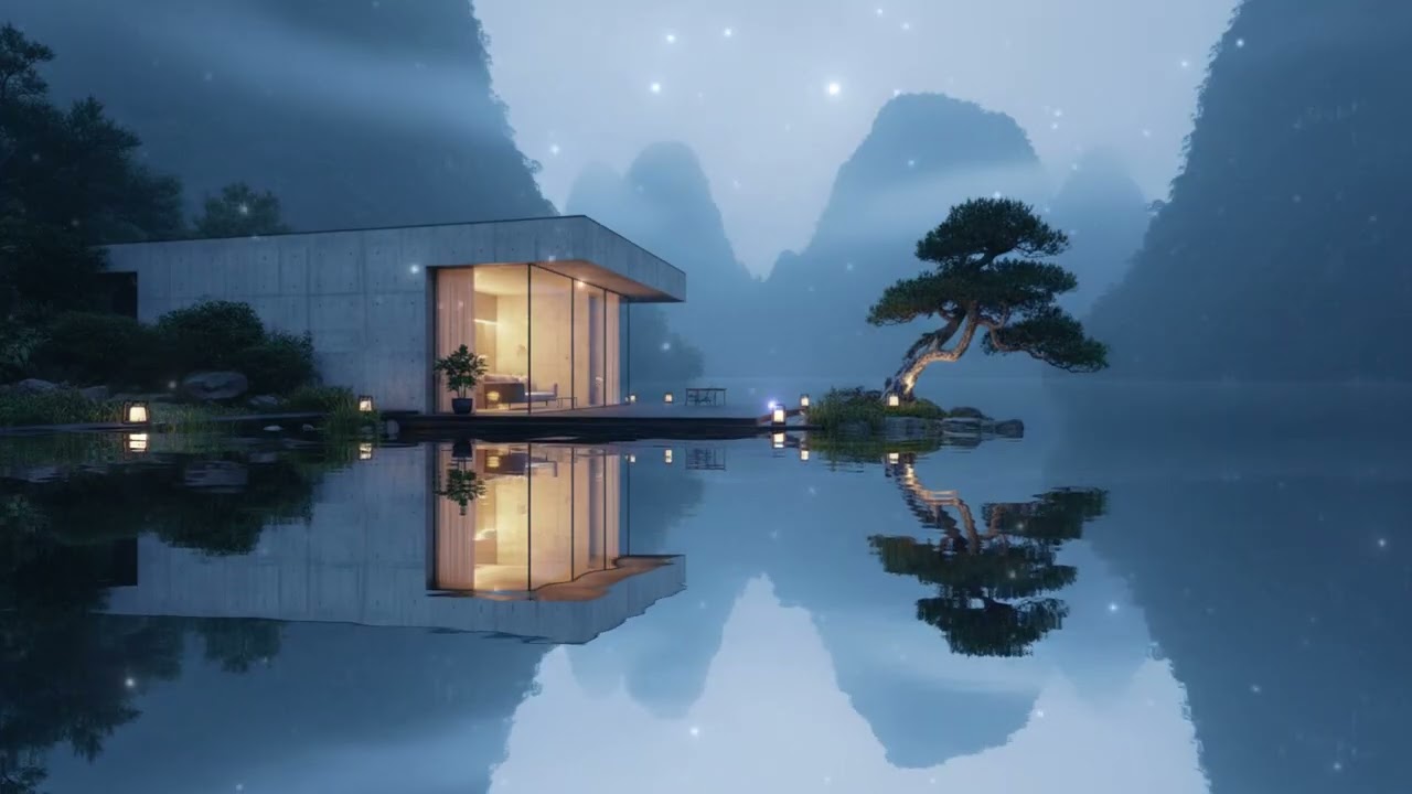 🌙 2 Hours Deep Sleep Music 🌌 Calm Night Lake & Zen House | Relax, Stress Relief, Insomnia Aid