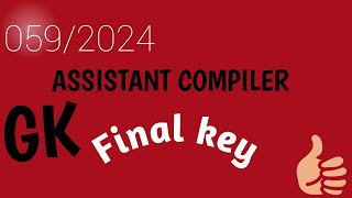 PSC PYQ SERIES 1️⃣📚📚 059/2024. ASSISTANT COMPILER