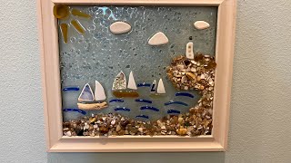 EPOXY RESIN,GLASS ART SAILBOATS & A LIGHTHOUSE, (FAUX) SEA GLASS ART,  TUTORIAL,  DIY WALL DECOR