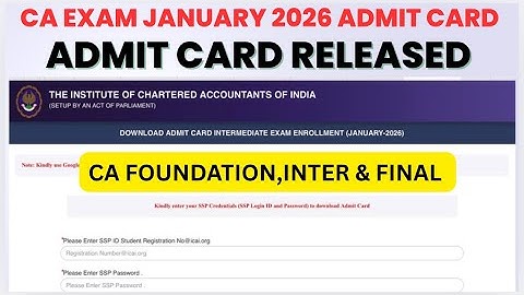 CA Exam January 2026 Admit card Released by ICAI