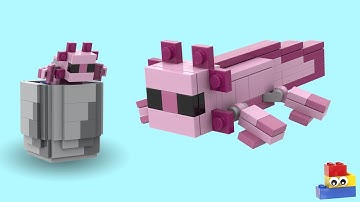 LEGO Minecraft: Axolotl Tutorials! (5 colours, midi-scale, plus a bucket)
