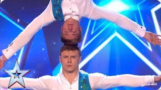 Acrobatic duo Duo Kalutskih/Chetverkin take on INCREDIBLE balancing act | Auditions | BGMT 2019