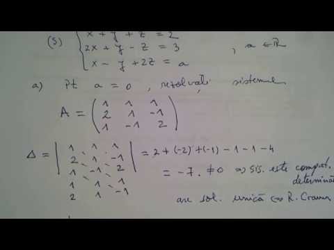 Regula lui Cramer. Sisteme de ecuatii liniare.