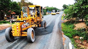 Technique Motor Grader MITSUBISHI Spreading Gravel Foundation Road, Machines Construction Road