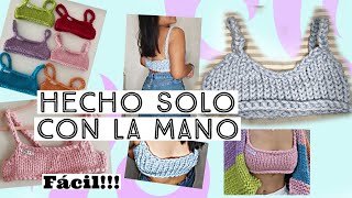 como hacer un top básico solo con las manos y lana gruesa (Fácil) 👉idea de Pinterest 👈