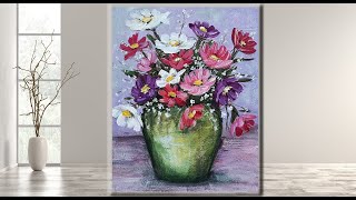 Still Life  Flowers /Acrylic Painting for Beginners /MariArtHome