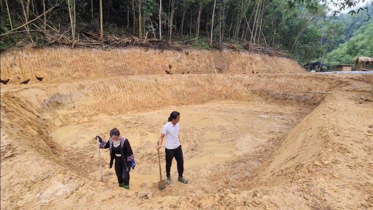 Dig a big pond to raise fish, Forest life, Farm in the forest, king ...