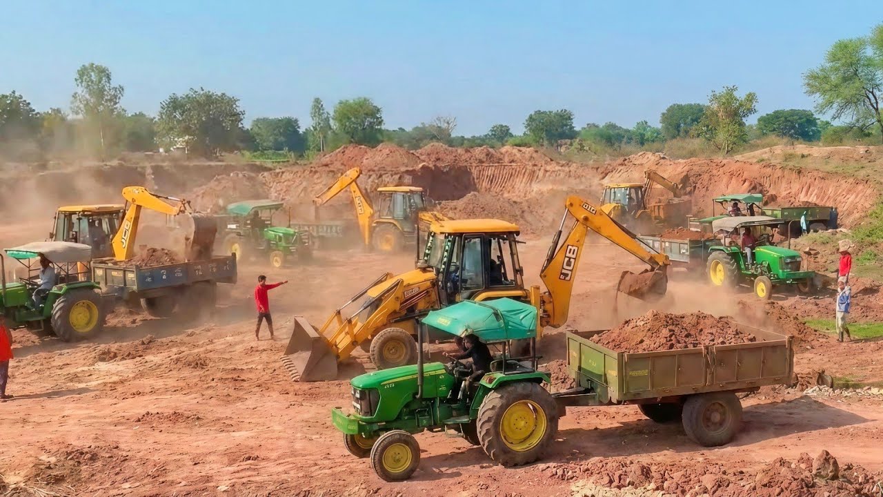 My New Jcb 3dx Machine and All Tractors Lal Mitti Loading | Jcb tractor cartoon gadi | Jcb truck