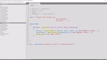 php sınıf eğitimleri örnek sınıf oluşturma- ekle metodu (mysql fonksiyonları ile)