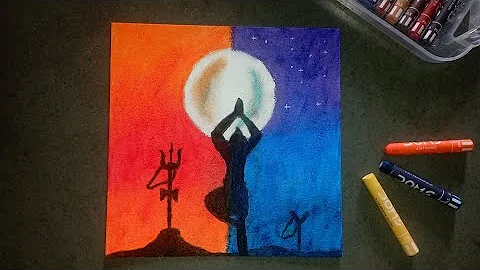 lord shiva drawing with oil pastels step by step || lord shiva drawing for beginners