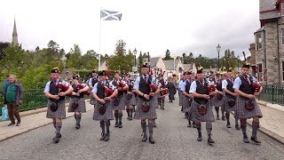 'Scotland the Brave' by the Isle of Cumbrae Pipe Band as they march out of Braemar, Scotland