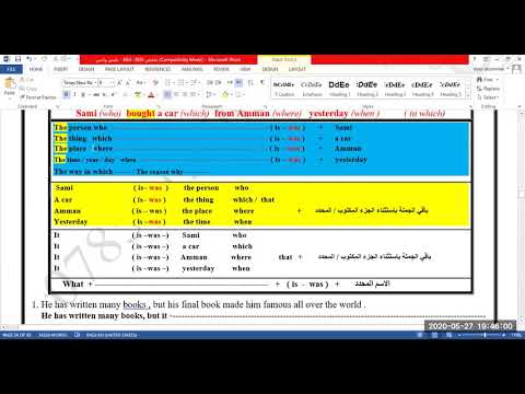 الحصة العاشرة Cleft Sentences Defining And Non Defining Clauses صفحة 14 15 مكثف م3 م4