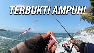 DESPERATELY FISHING UL CASTING ON THE SEA EDGE USING MICRO JIG   SABIKI WHEN THE WAVES ARE BREAKING