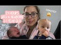 24 HOURS WITH A NEWBORN & 1 YEAR OLD!  Realistic Day in the Life
