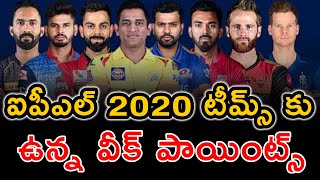 Ipl 2020 team weak points | dream 11 teams analysis telugu buzz