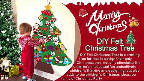 Felt Christmas Tree with 32PC Detachable Ornaments Wall Decor for Toddlers Kids Christmas Decoration