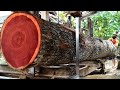 The best and longest mahogany wood is produced into planks at the sawmill.