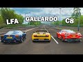 FH4 Drag Race | Chevrolet Corvette Stingray vs Lexus LFA vs Lamborghini Gallardo Performante Spyder!