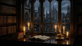 You're studying alone in an Oxford library on a stormy night | Dark Academia Music