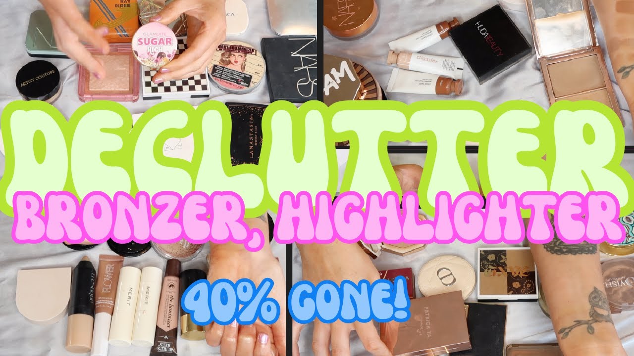 BRONZER & HIGHLIGHTER DECLUTTER 2024 🍉☀️ 40% GONE!?