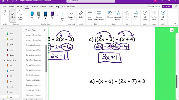 Simplifying Linear Expressions