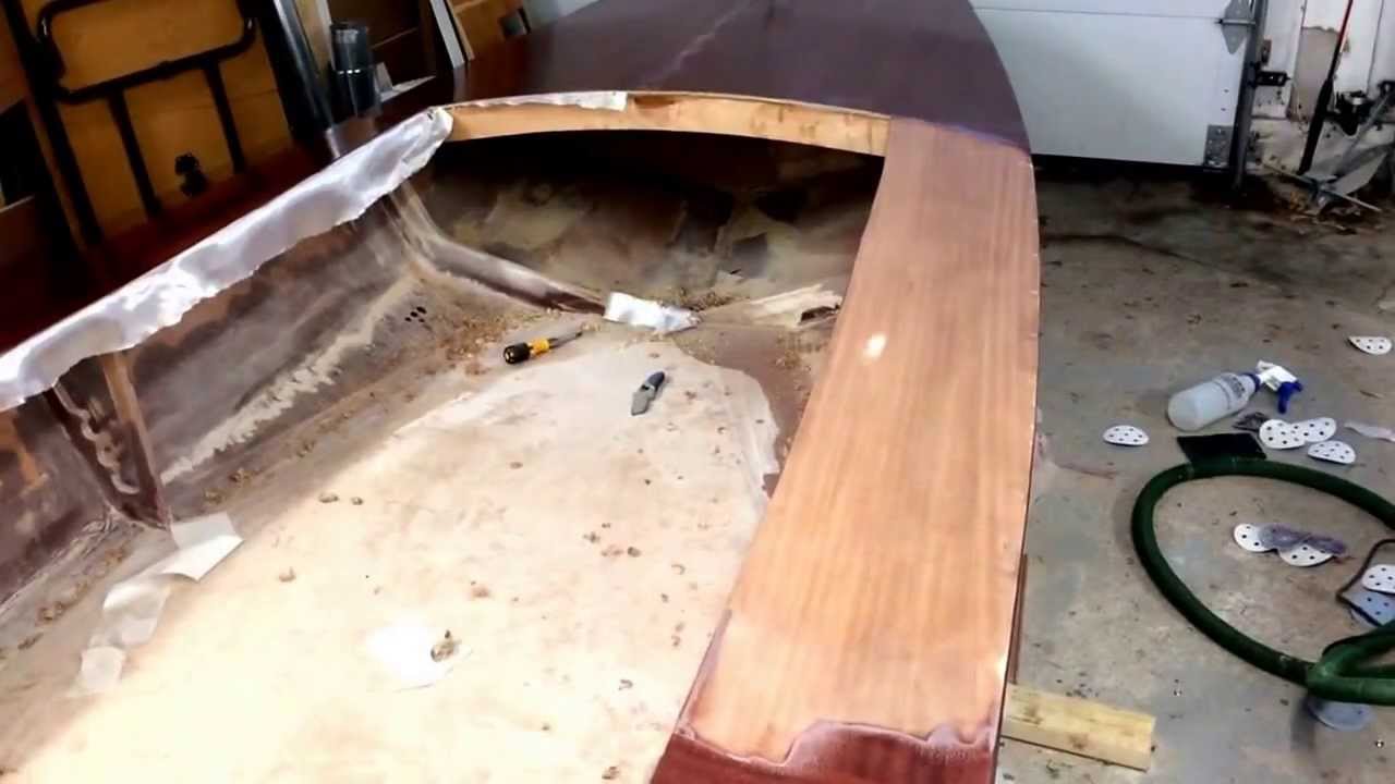 Boat building top deck fiberglass repair - YouTube