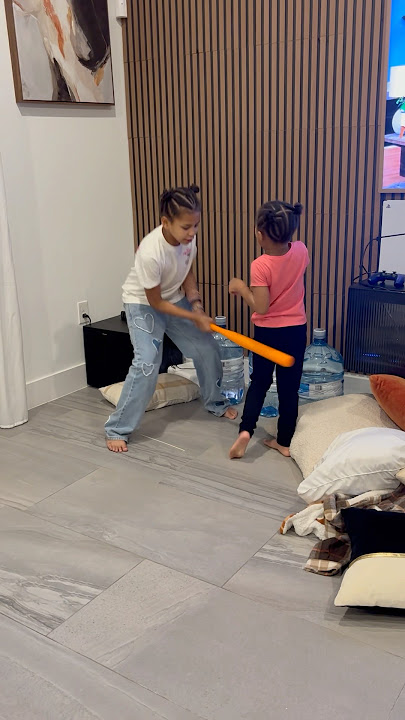 Dad catches daughter hitting little sister with a baseball bat #shorts