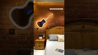 The Headboard Wall With Guitar Shaped Mirror is Awesome Designed By HJ Interior Design Studio