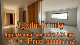 Agadir Founty : appartement à vendre 124m2  & 3 chambres & bien en ☀️☀️☀️☀️☀️