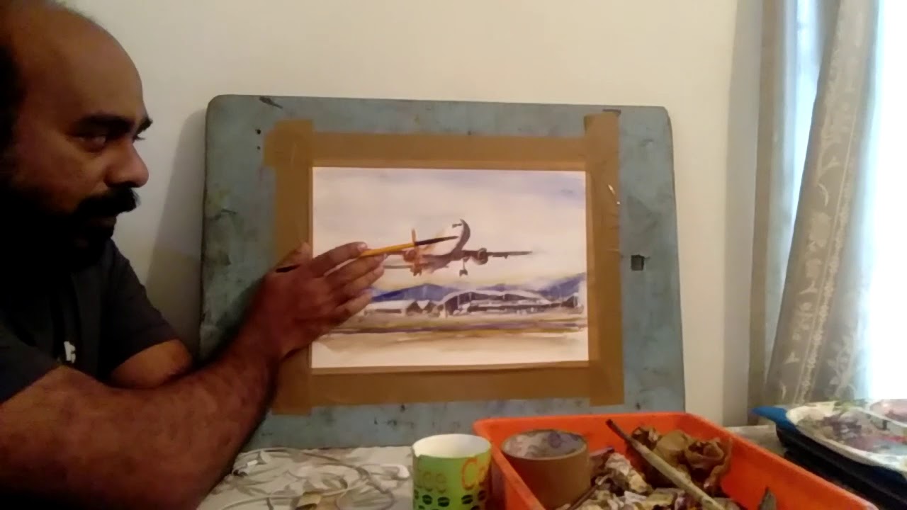 Watercolour painting aircraft tutorial - YouTube