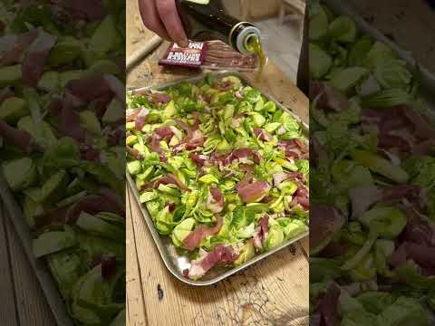 Hot honey Brussels sprouts recipe. Brussels sprouts with bacon. Easter lunch side dish recipe