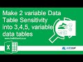 3+ way data table in MS Excel. Expand a 2 way data table what-if to 3, 4 or 5 input variables.