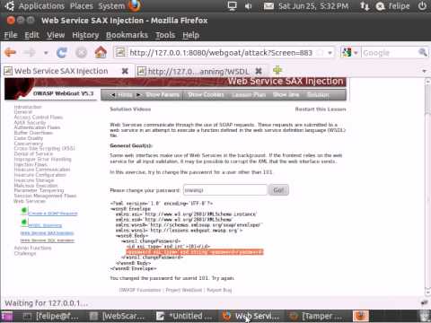 WebGoat v5.3 - Web Services - Web Service SAX Injection - YouTube