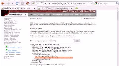 WebGoat v5.3 - Web Services - Web Service SAX Injection