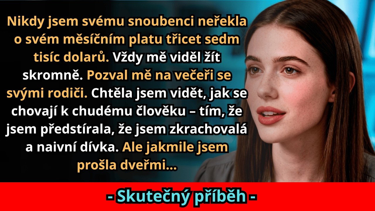 Prošla jsem mahagonovými dveřmi jejich sídla a věděla jsem, že tahle večeře změní všechno. Jeho matka si mě prohlédla od hlavy k patě – modré šaty z obchoďáku, balerínky, náušnice za pár korun....