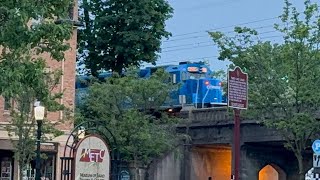 NJ Transit train 882 in Madison with GP40PH-2B 4208 the Conrail Heritage unit 5/12/25￼
