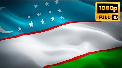 ‎Uzbek flag video waving in wind. Realistic Tashkent Flag background. Uzbekistan flag Full HD